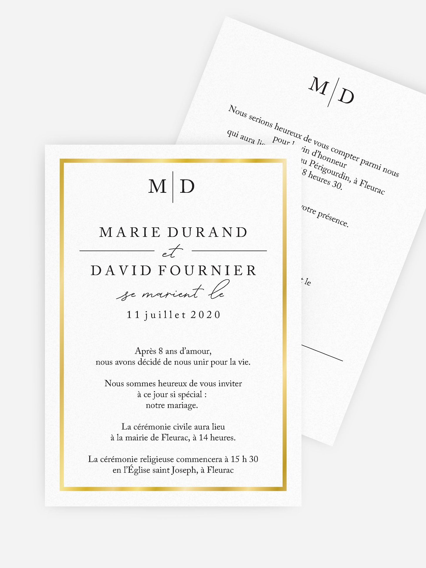 Faire-part de mariage Golden Love Dorure