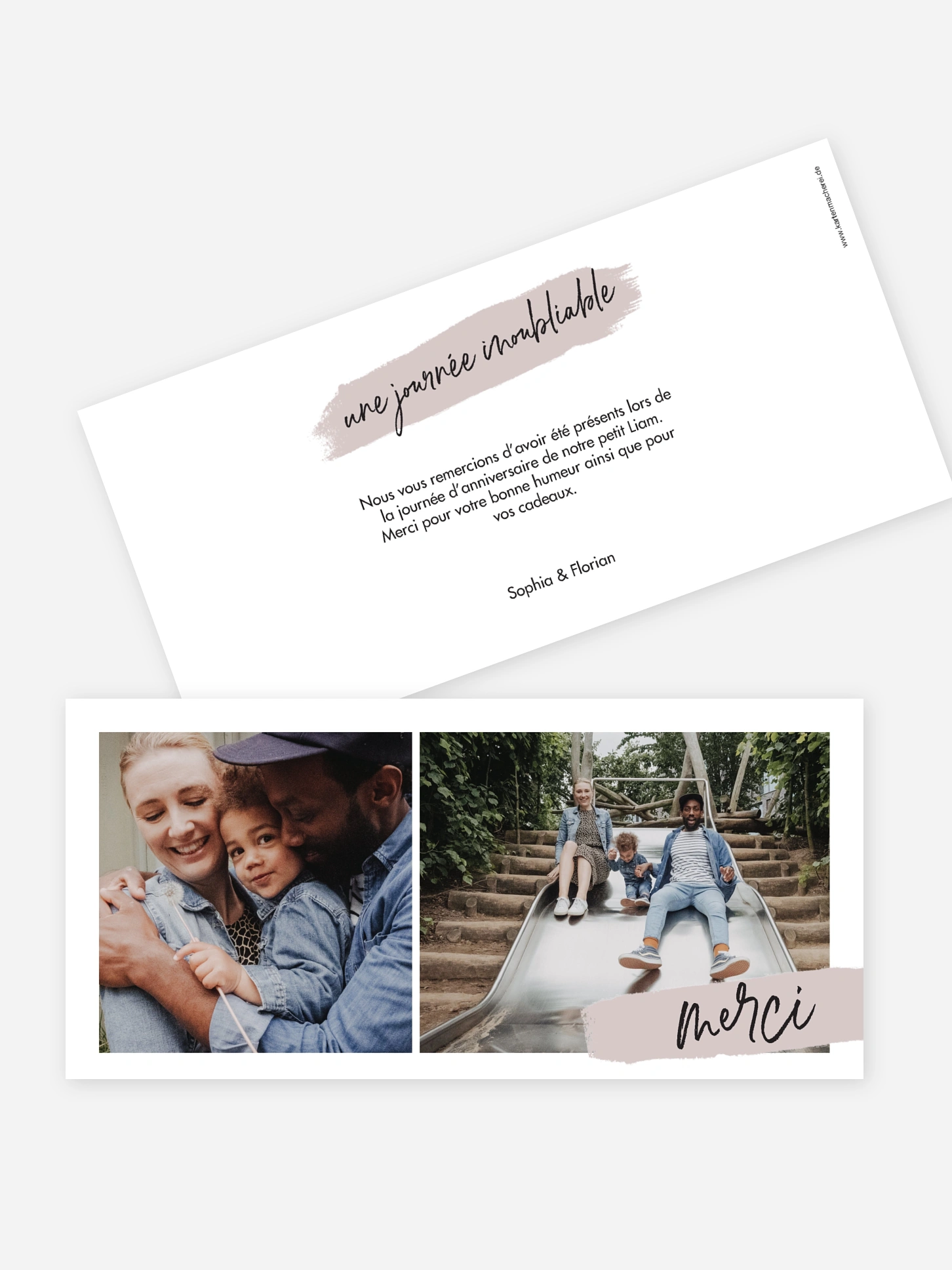 Carte remerciement anniversaire Blush