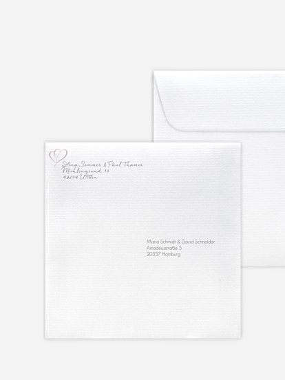 Bedruckter Briefumschlag Hochzeit Herz an Herz