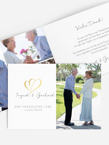 Danksagung zur Goldenen Hochzeit Herz an Herz