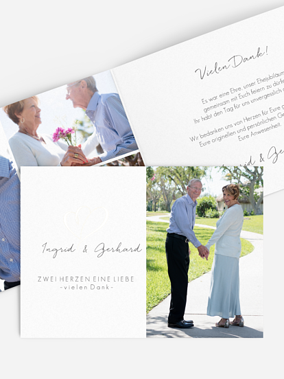 Danksagung zur Goldenen Hochzeit Herz an Herz