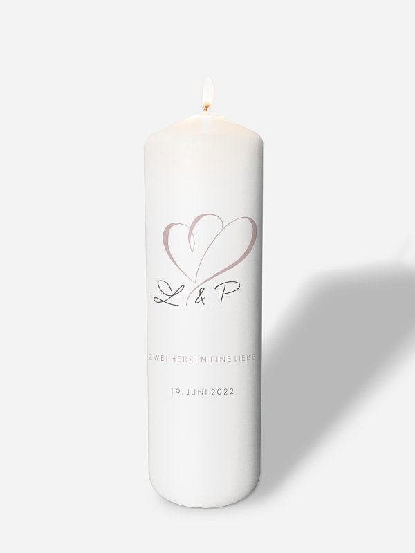 Hochzeitskerze Herz an Herz