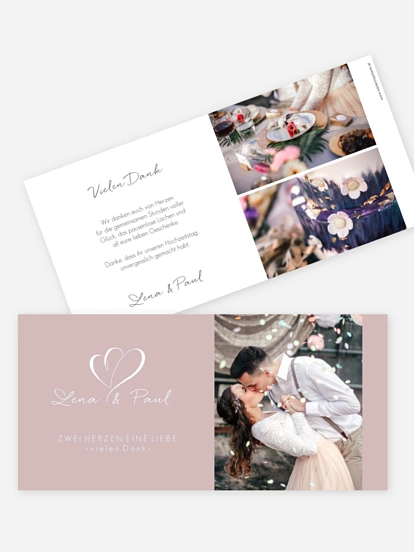 Dankeskarte Hochzeit Herz an Herz