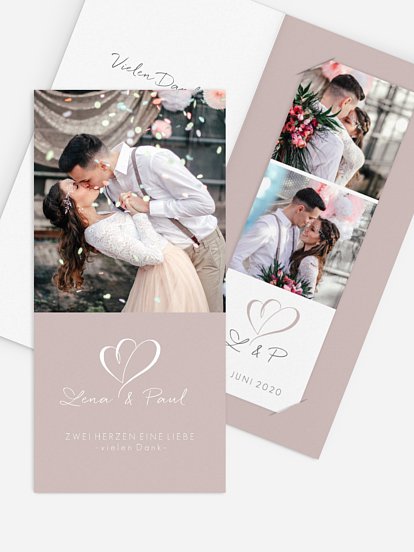 Dankeskarte Hochzeit Herz an Herz
