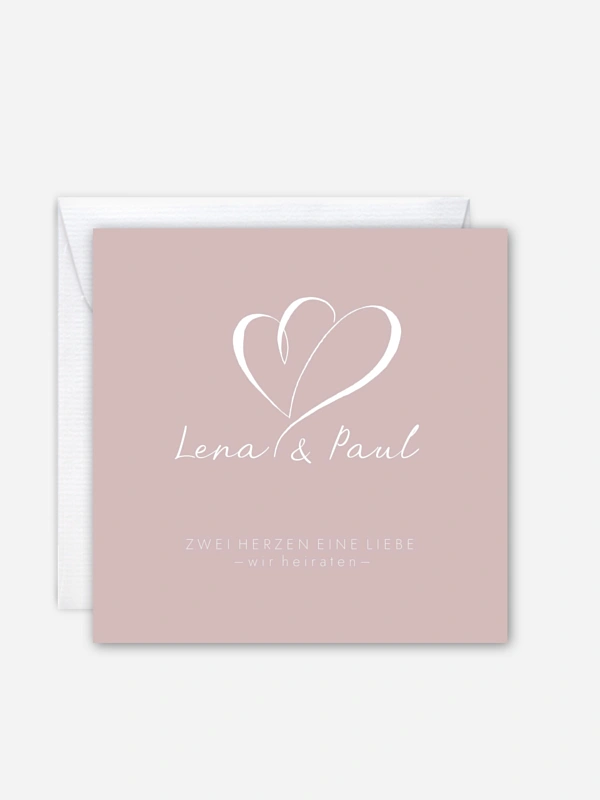 Hochzeitseinladung Herz an Herz