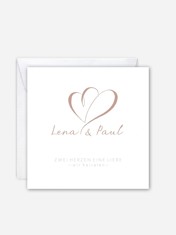 Hochzeitseinladung Herz an Herz