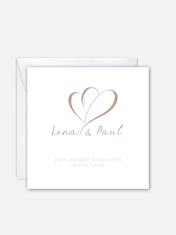 Hochzeitseinladung Herz an Herz