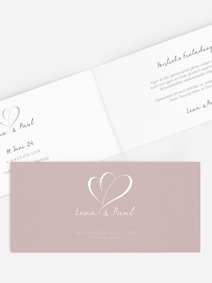 Hochzeitseinladung Herz an Herz