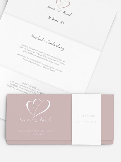 Hochzeitseinladung Herz an Herz