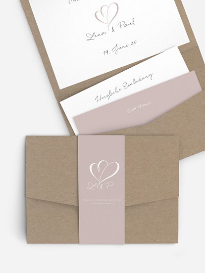 Hochzeitseinladung Herz an Herz
