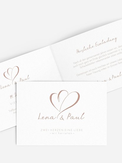 Hochzeitseinladung Herz an Herz