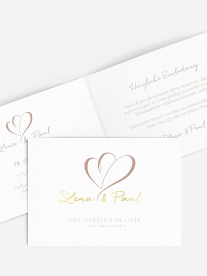 Hochzeitseinladung Herz an Herz
