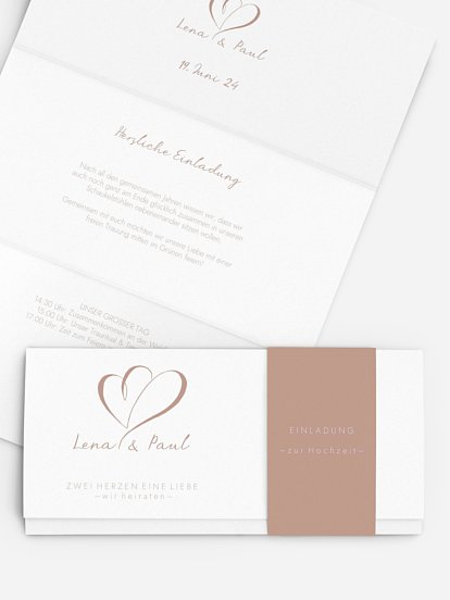 Hochzeitseinladung Herz an Herz