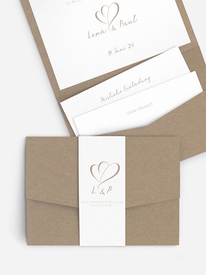 Hochzeitseinladung Herz an Herz