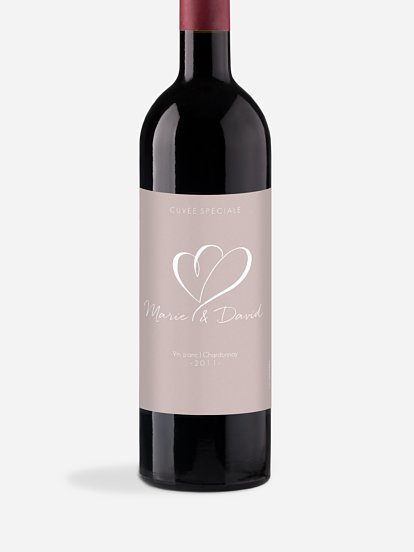 Étiquette bouteille Coeur à coeur