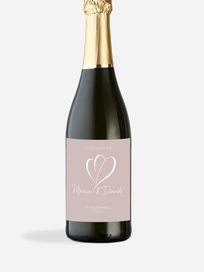 Étiquette bouteille Coeur à coeur