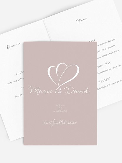Menu mariage Coeur à coeur