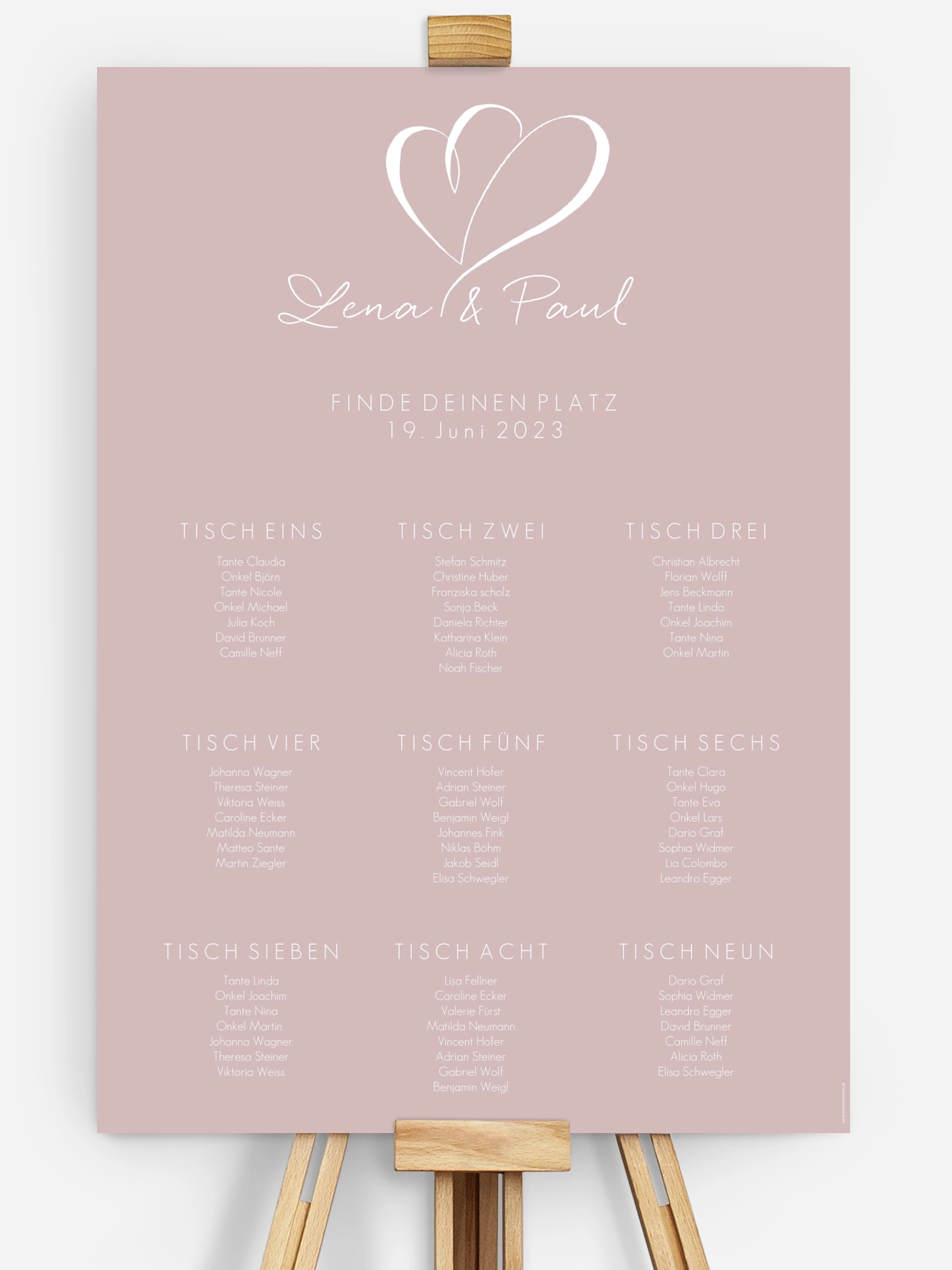 Sitzplan Plakat Herz an Herz
