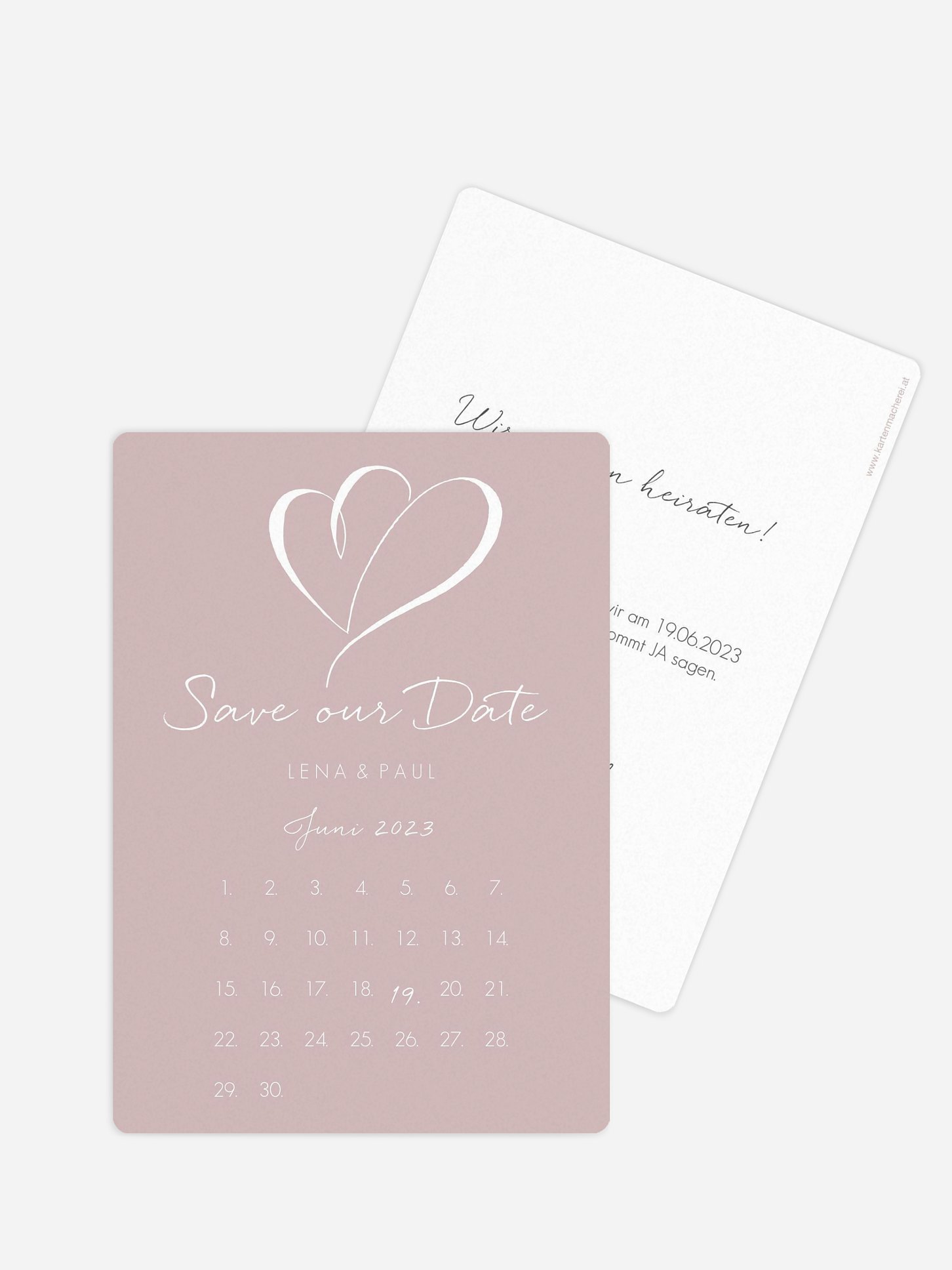 Save-the-Date Karte Herz an Herz