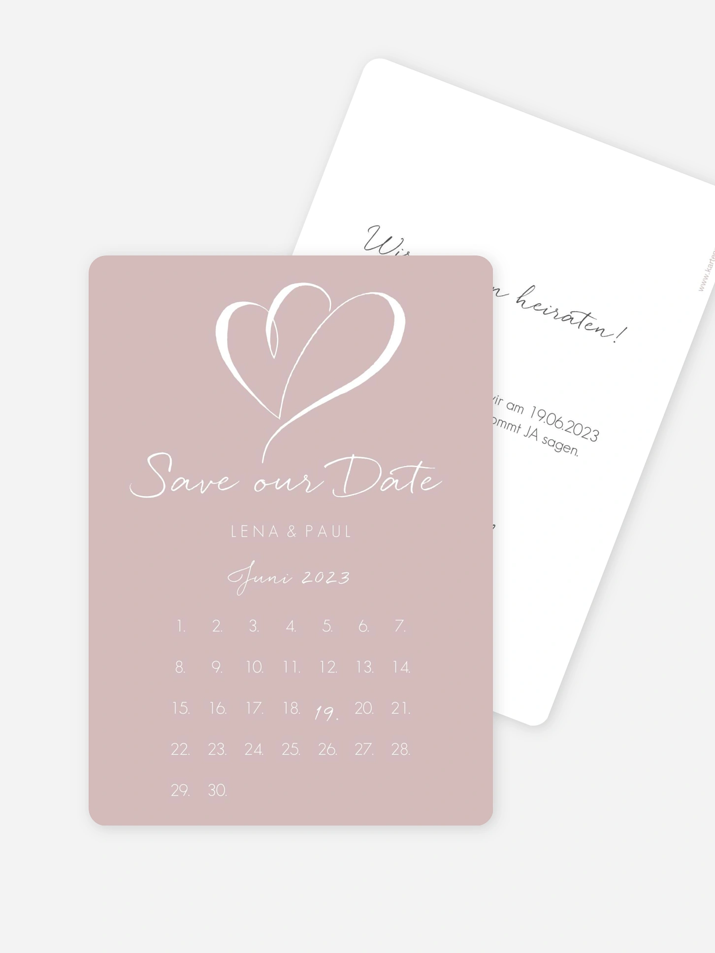 Save-the-Date Karte Herz an Herz