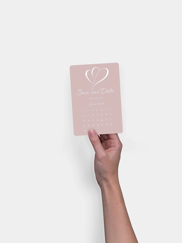 Save-the-Date Karte Herz an Herz