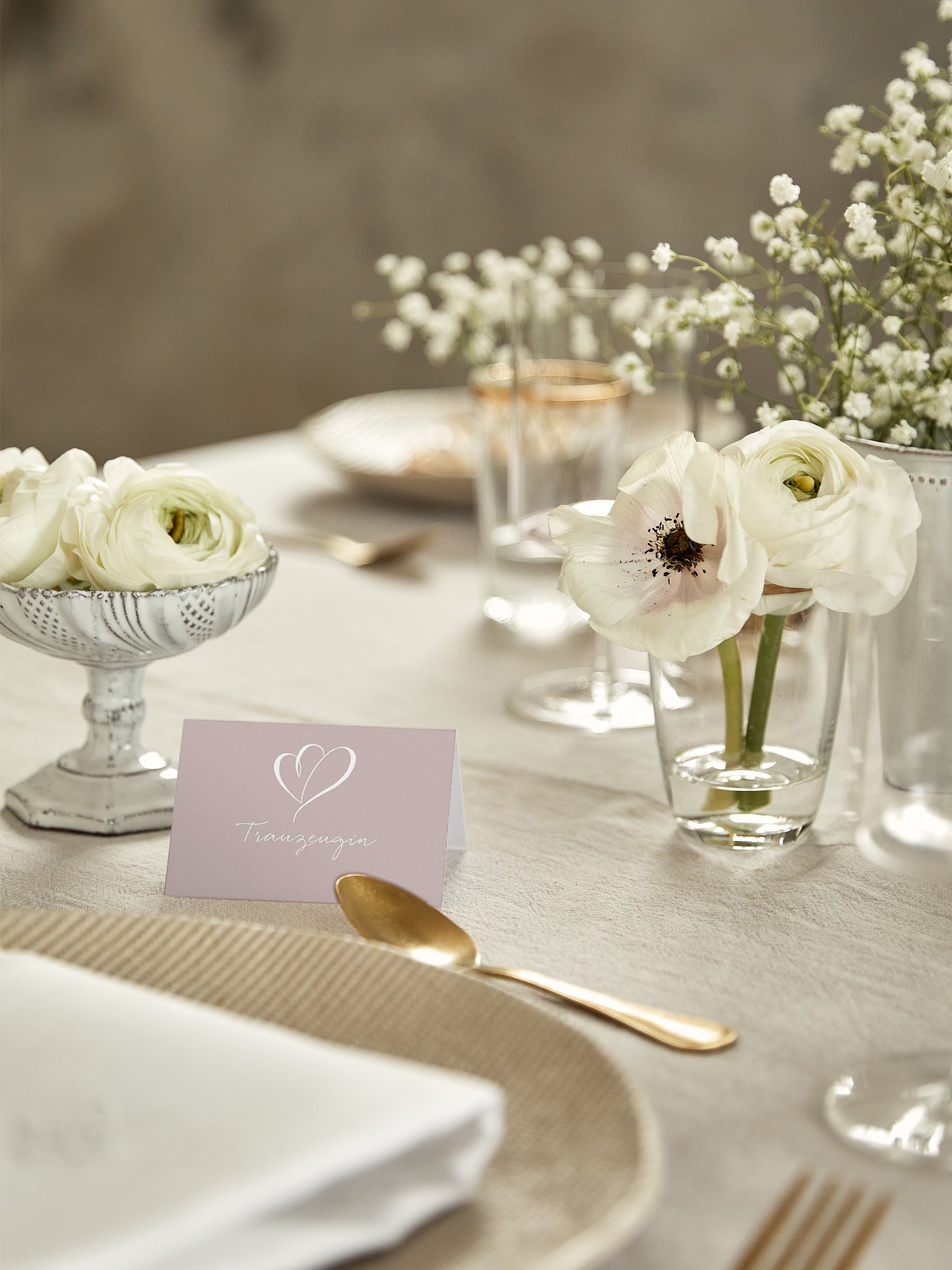 Tischkarte Hochzeit Herz an Herz
