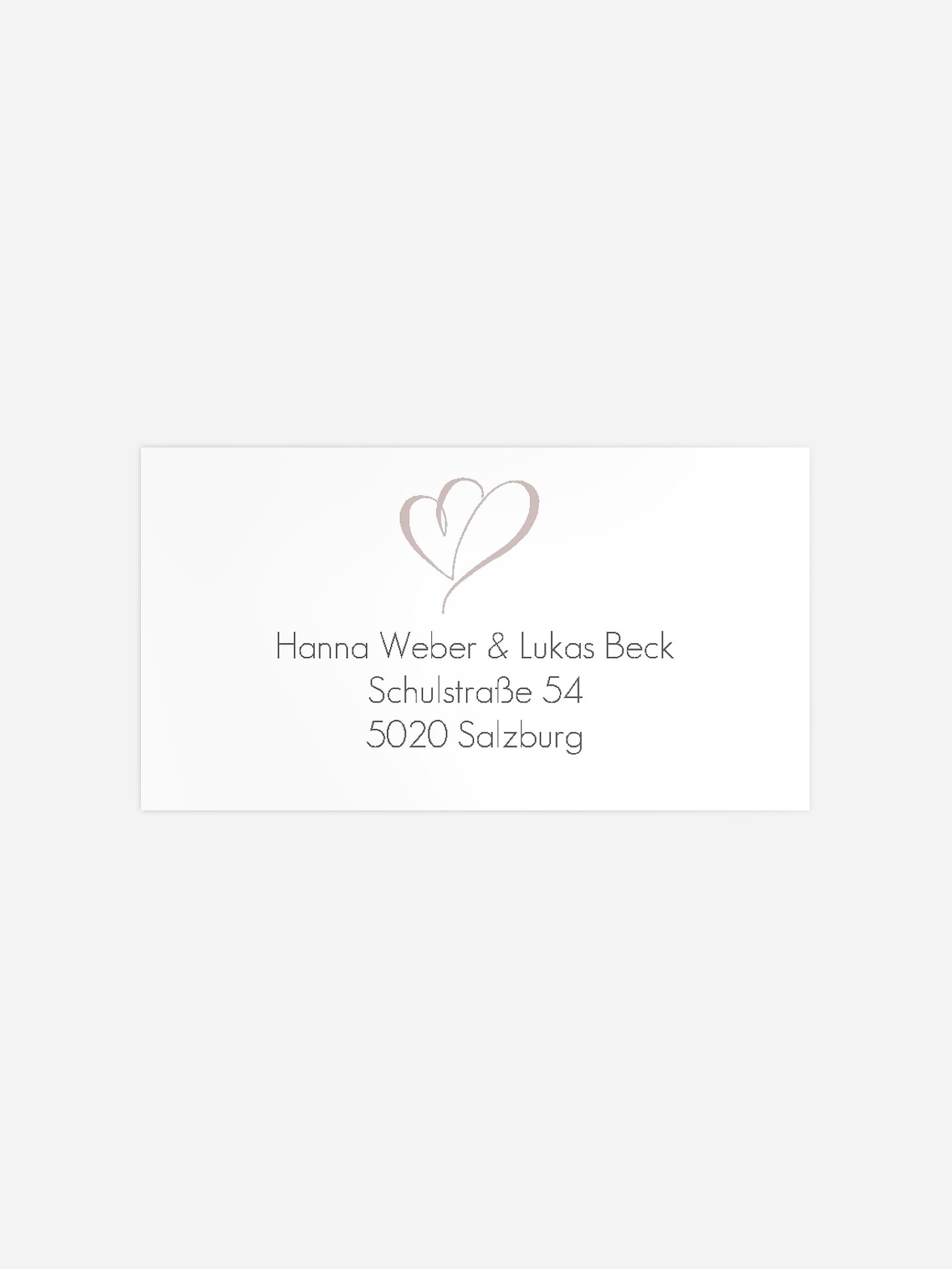 Empfängeraufkleber Hochzeit Herz an Herz