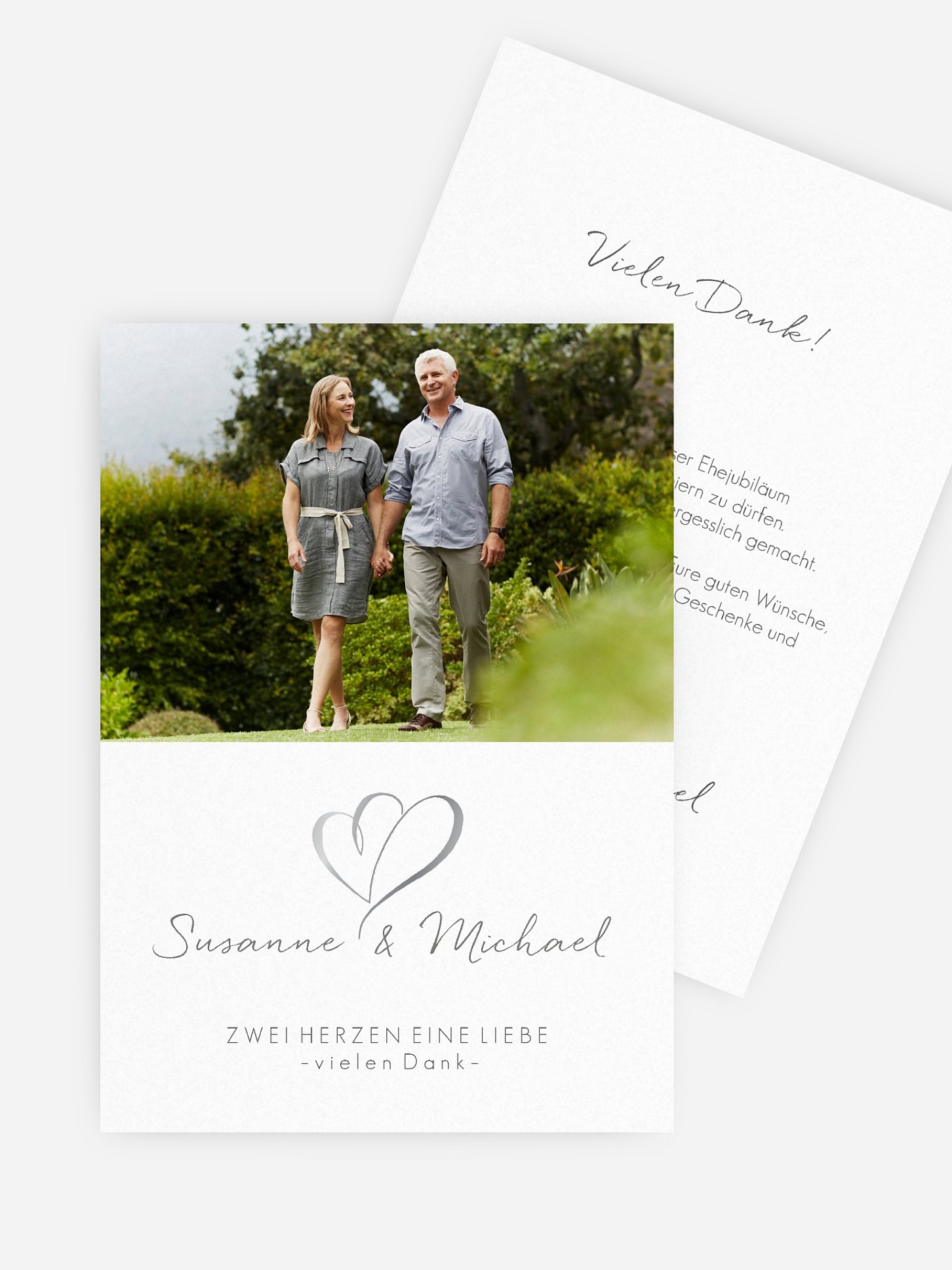Danksagung zur Silberhochzeit Herz an Herz