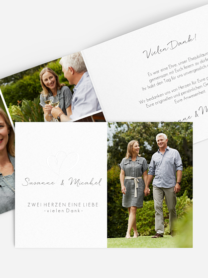Danksagung zur Silberhochzeit Herz an Herz