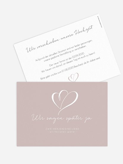 Change-the-Date Karte Herz an Herz