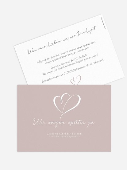 Change-the-Date Karte Herz an Herz