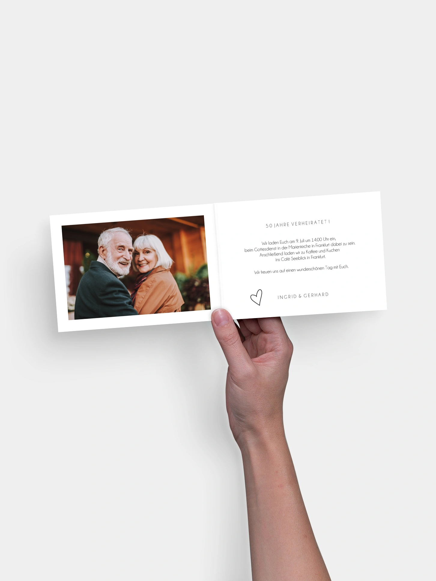 Einladung zur Goldenen Hochzeit Liebesbotschaft