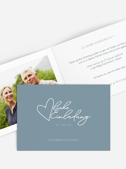 Einladung zur Silberhochzeit Liebesbotschaft