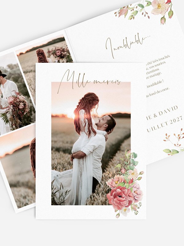 Carte de remerciements Jardin romantique