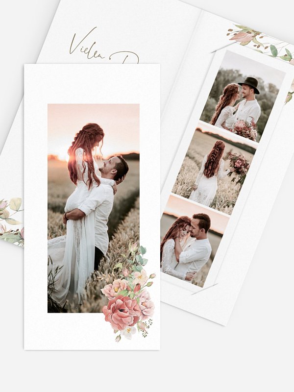 Dankeskarte Hochzeit Romantic Garden