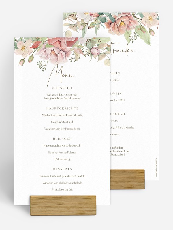 Menükarte Hochzeit Romantic Garden