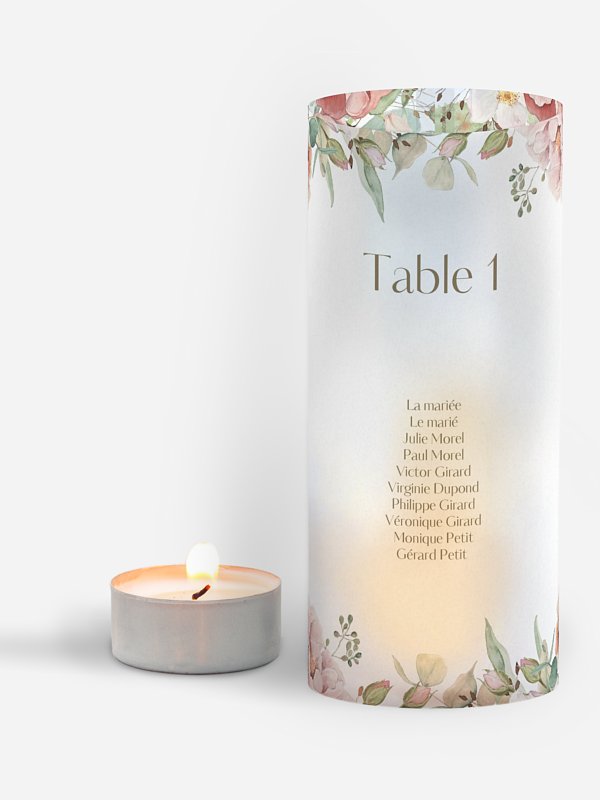 Nom de table mariage Jardin romantique
