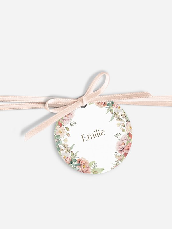 Étiquette avec ruban mariage individuelle Jardin romantique