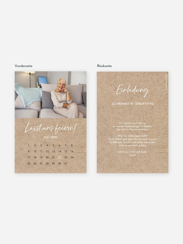 Einladung 70. Geburtstag Crafty