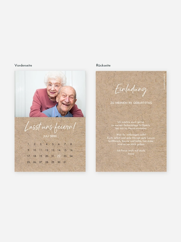 Einladung 90. Geburtstag Crafty