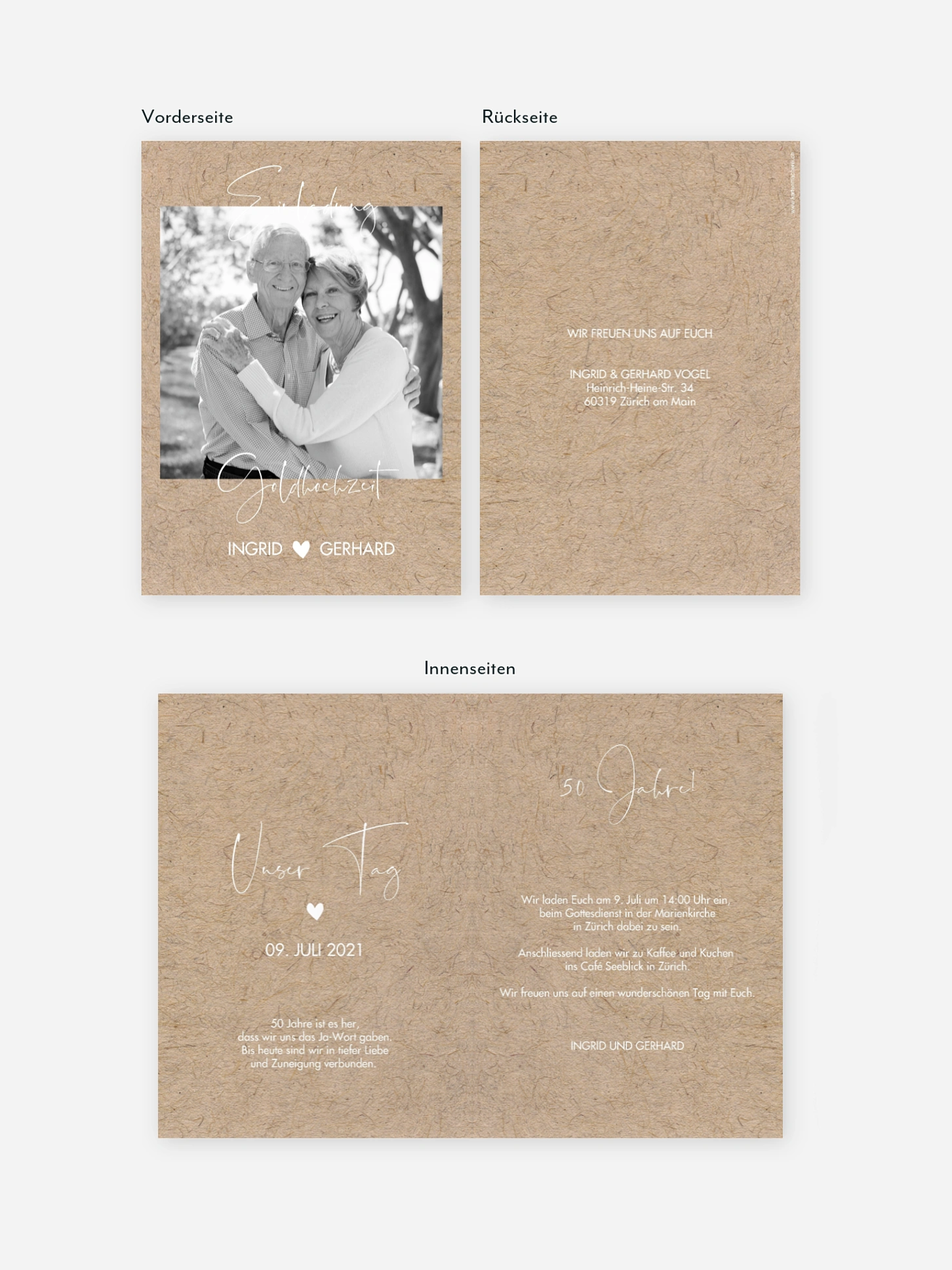 Einladung zur Goldenen Hochzeit Crafty