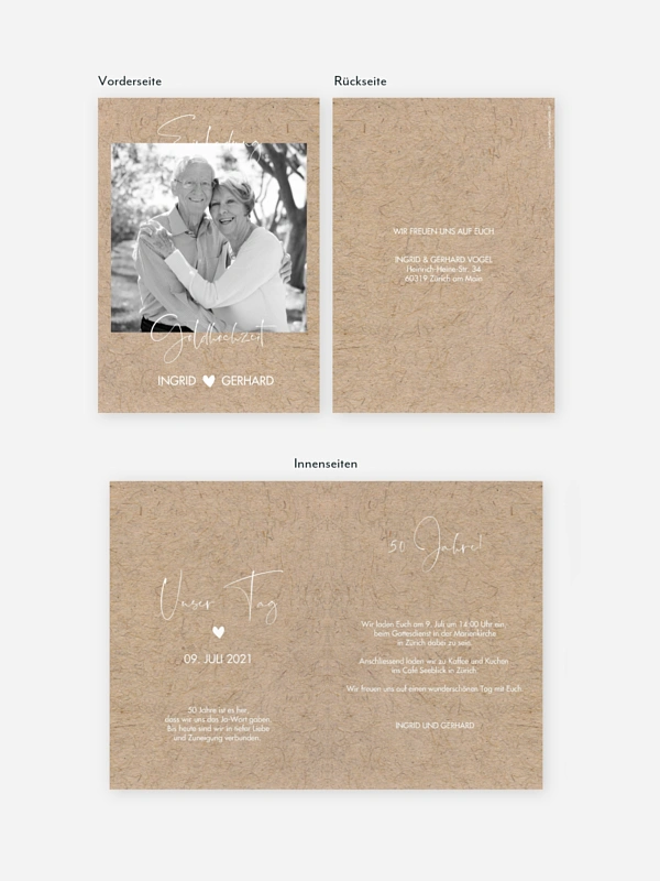 Einladung zur Goldenen Hochzeit Crafty