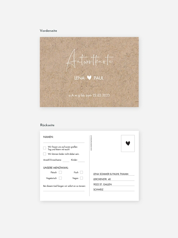 Antwortkarte Hochzeit Crafty
