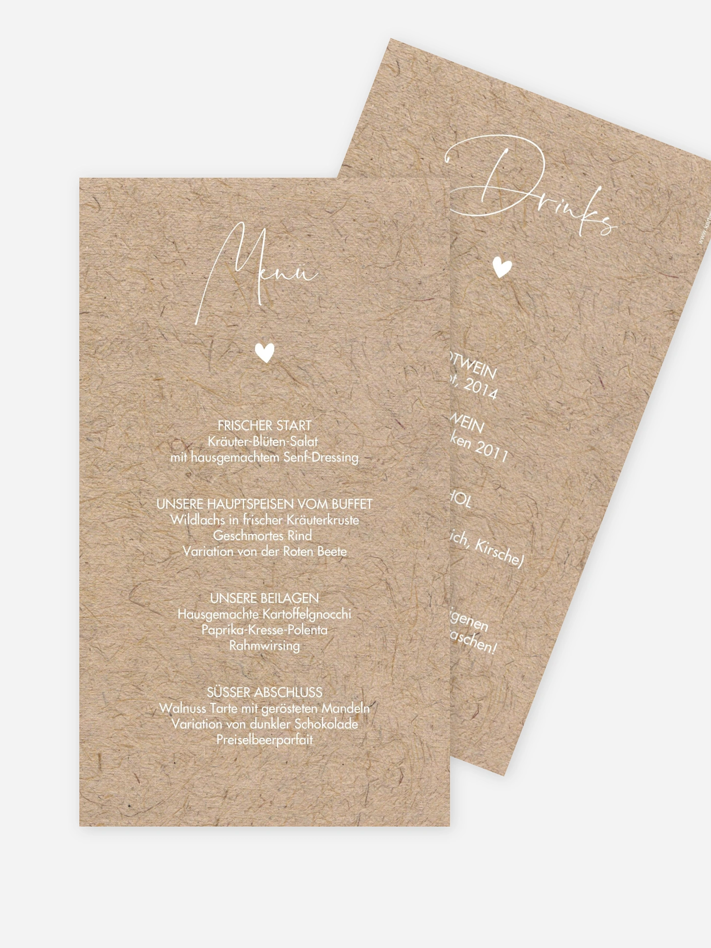 Menükarte Hochzeit Crafty