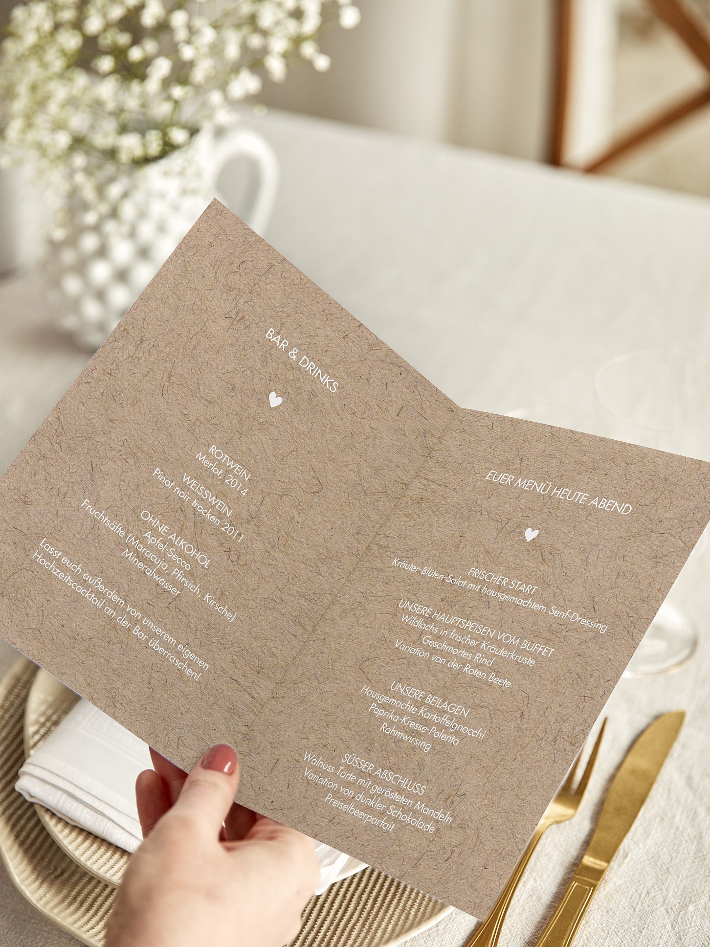 Menükarte Hochzeit Crafty