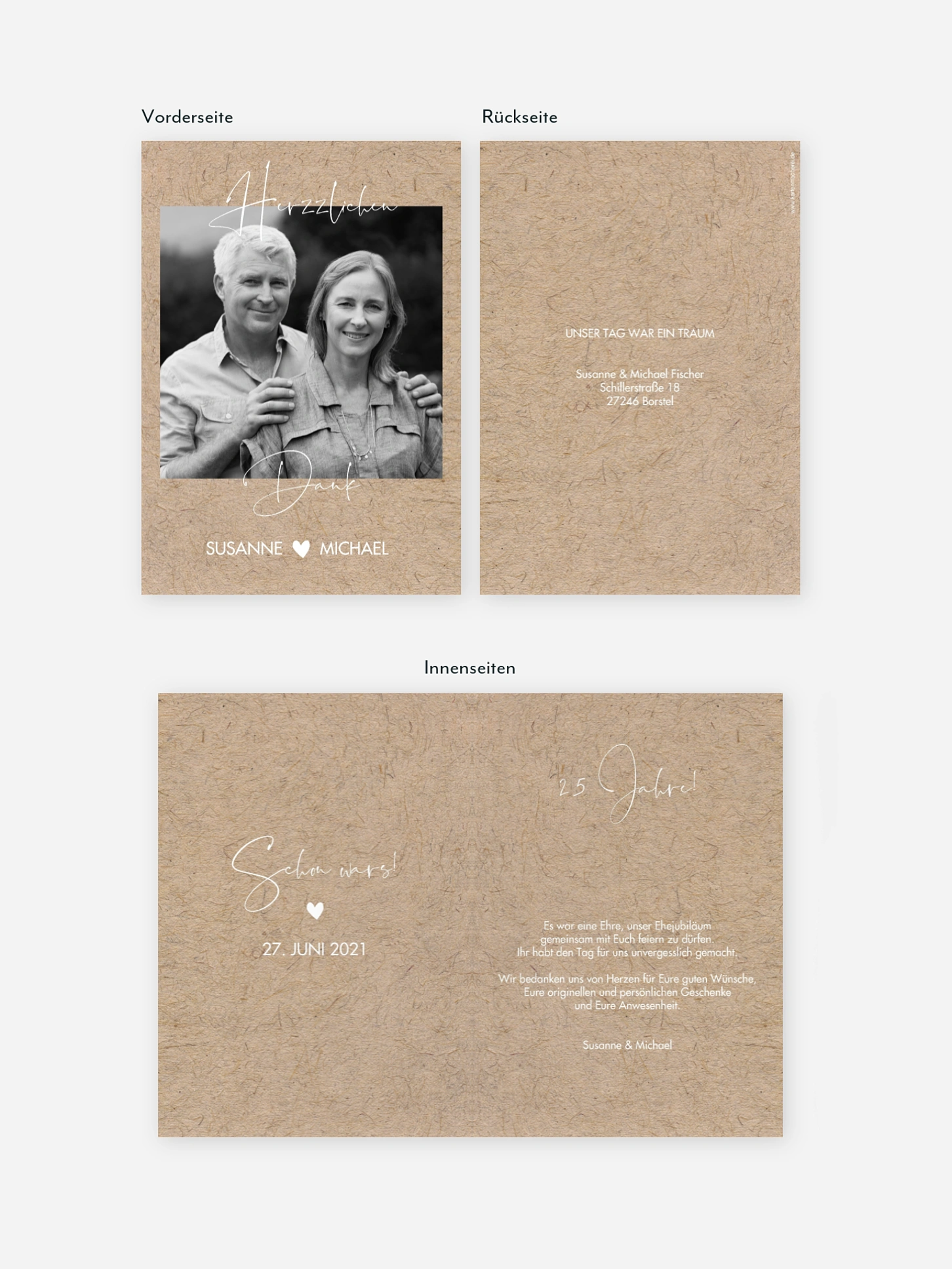 Danksagung zur Silberhochzeit Crafty