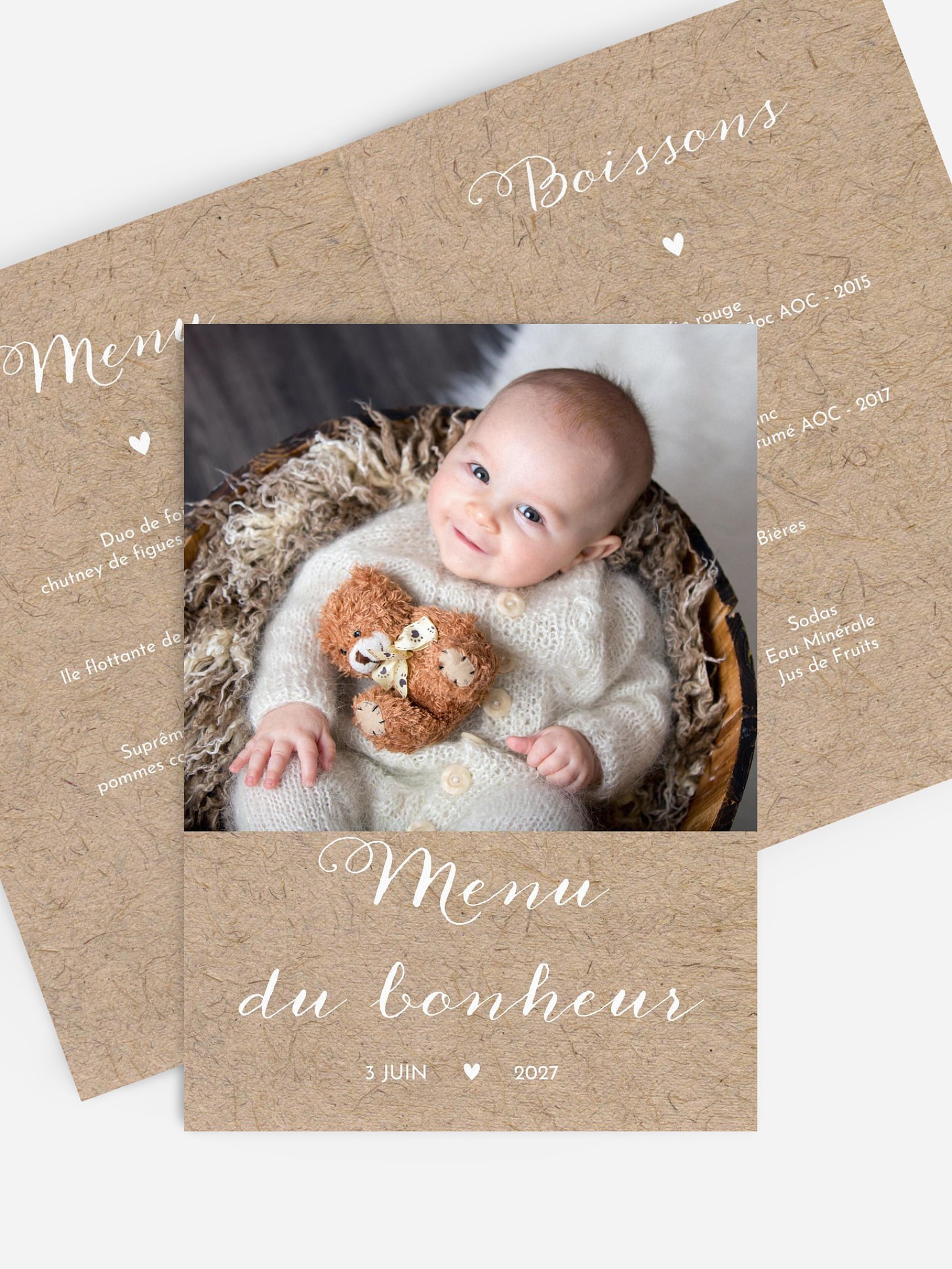 Menu baptême Crafty