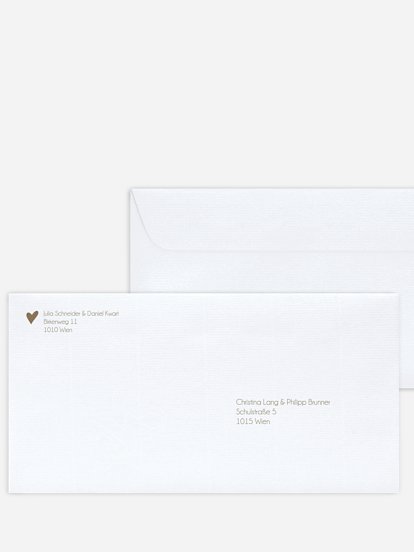 Bedruckter Briefumschlag Hochzeit Liebesglück