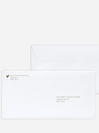 Bedruckter Briefumschlag Hochzeit Liebesglück