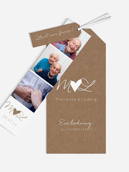 Einladung zur Goldenen Hochzeit Liebesglück